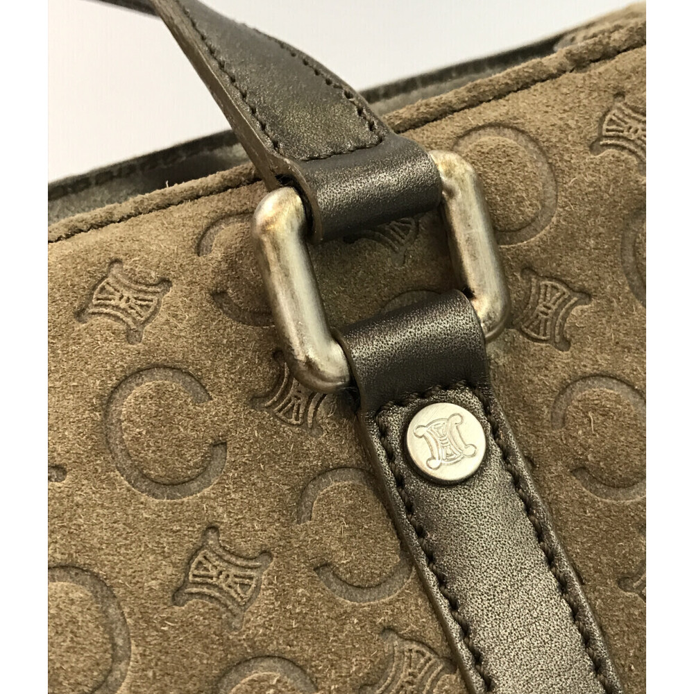 Celine Macadam tote handbag Suede Leather Brown - Picture 5 of 6